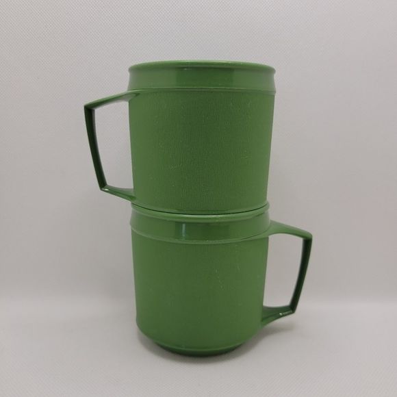 Camping Mugs Retro Melamine Plastic Travel Cup Set of 5 Vtg Alladin Deka Durable - Picture 7 of 12